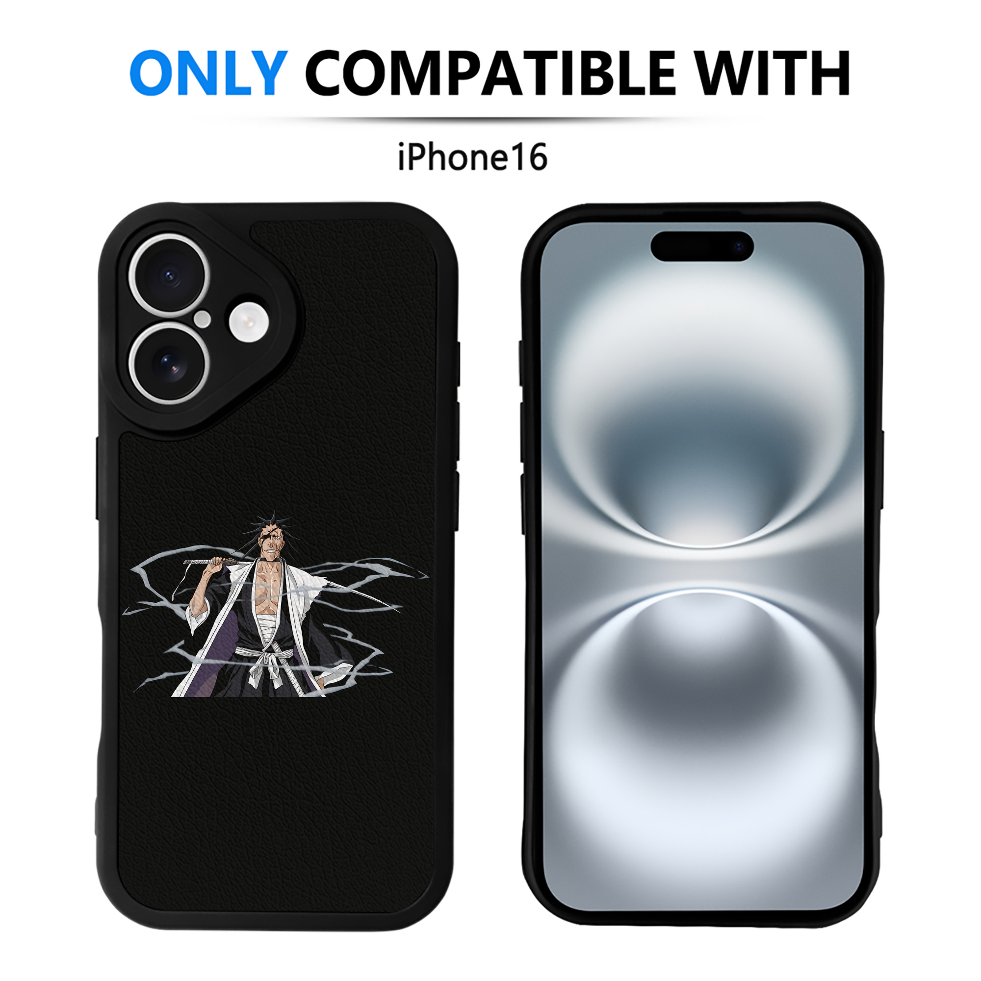 （画像用） ブリーチ ざらき けんぱち BLEACH Zaraki Kenpachi 【iPhone 16シリーズ対応】シリコンスマホケース（レザー調） 材質：シリコン